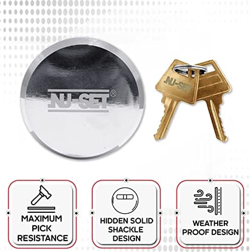 NUSET 2895-3 Water Faucet Lock - Water Spigot Lock for Garden Hose Bib Lock + 1-1/2'' padlock (2896-1), Chrome