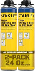 Stanley F902P Window & Door Pro Gun Sealant (2x24 Oz.) – Low Expansion Polyurethane Spray Foam Insulation for Window & Door, High-Yield Waterproof Gap Filler | Gun NOT Included | 24 Oz. 2 Pack
