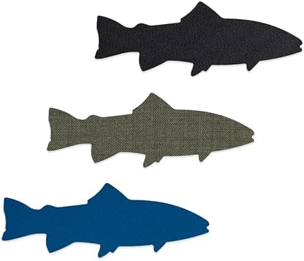 GEAR AID Tenacious Tape Repair Patches – Peel-and-Stick Nylon Gear Patches for Jackets, Tents, Sleeping Bags, Backpacks, and Outdoor Gear – Fix Rips, Tears, and Holes, 3 Patches, Fish