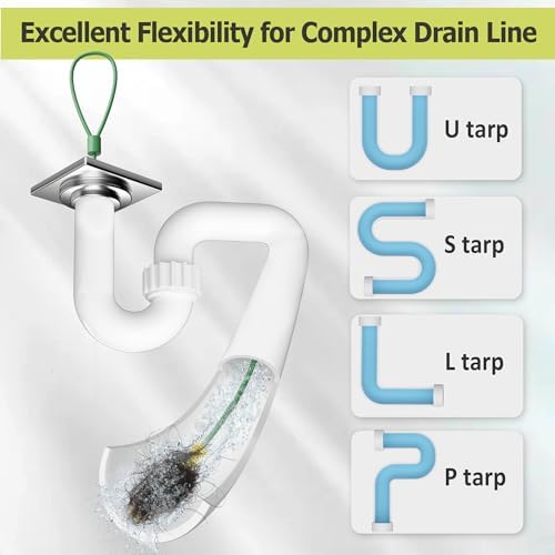 50 Inch Drain Snake Hair Clog Remover, 4 Pack Metal Drain Cleaner Tool