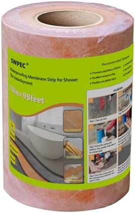 Waterproof Membrane 23.6mils 9.7in x 98Ft/81 Sq Ft Tile Membrane for Shower