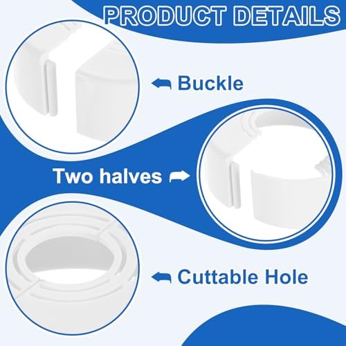uxcell 2Pcs Wall Split Pipe Flanges, 1.18" Thick Plastic Cuttable Escutcheon Plate Plumbing Cover Fit 0.8"/1"/1.3" OD for Water Pipe Faucet Decoration, White