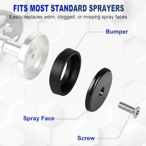 2 PackPre-Rinse Spray Valve Repair Kit for Most 1.42 GPM Commercial Sink Faucet Dish Sprayer Touch On Kitchen Sink Faucets Spray Face Bumper and Screw Repair Part, Black