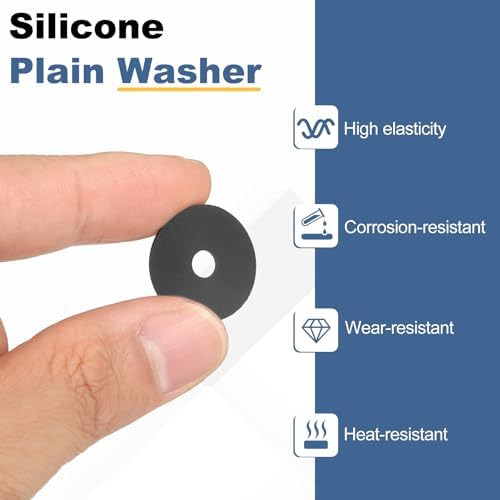 PATIKIL M5 Silicone Flat Washer, 8 Pcs 5mm ID 20mm OD Plain Washer Grommets O-Ring Sealing Gasket Spacer for Faucet Pipe Water Hose Shower Door Handles, Black
