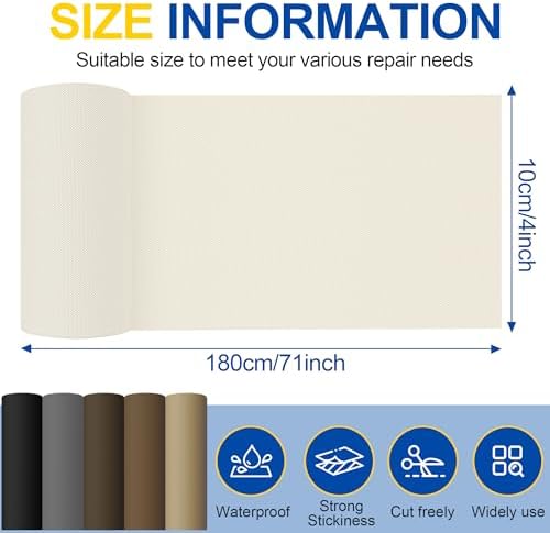 Fabric Repair Tape, Self Adhesive Canvas Repair Patch Kit Beige&White4"x71"