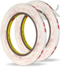 3M Double Sided Mounting Tape 1/4''x15.4Ft 2 Pack, White 4950 Heavy Duty | Waterproof Adhesive Foam Tape for Car Home Office Deco