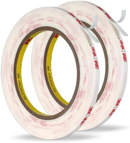 3M Double Sided Mounting Tape 1/4''x15.4Ft 2 Pack, White 4950 Heavy Duty | Waterproof Adhesive Foam Tape for Car Home Office Deco