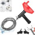 Drain Snake Auger, 33 Feet Plumbing Snake Drain Hair Clog Removal Tool, Heavy Duty Snake Auger, Sink Unclogger Drain Cleaner Tool for Bathroom Kitchen Tub Shower Drain Clog Remover with Gloves, Red