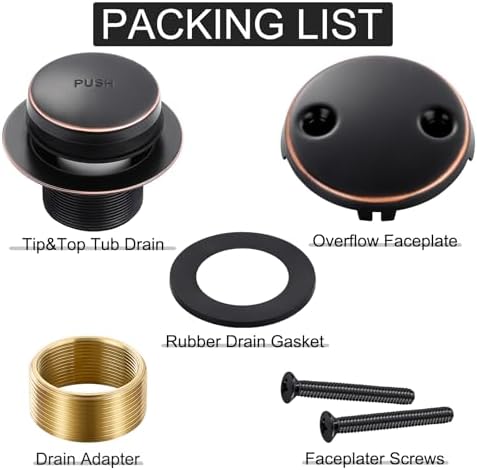 Tub Drain Kit with Bathtub Drain Stopper (Oil Rubbed Bronze)
