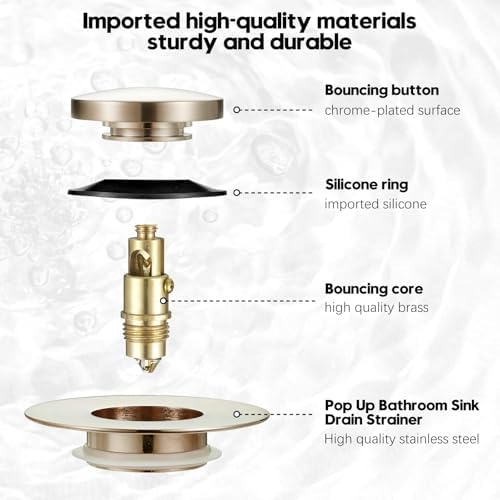 Universal Bathtub Stopper, Pop Up Bath Tub Drain Stoppers, EZ Install Bathtub Drain Replacement Trim Kit, Replaces Lift and Turn, Tip-Toe and Trip Lever Drains for Tub((Brushed Nickel)