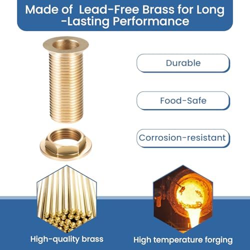 Brass Drip Tray Drain Assembly with 1/2" NPS Outlet Self-Draining Kit