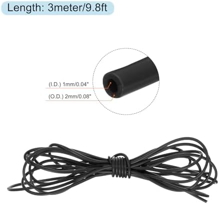 MECCANIXITY Silicone Heat Shrink Tubing 1.7:1 Ratio 3/64"(1mm) ID x 5/64"(2mm) OD 9.8ft Silicone Rubber Hose Insulation Sleeve for Automotive Wiring Marine, Black
