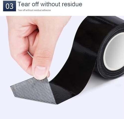 Queenbox 3.14" x65ft Tear by Hand Adhesive Duct Tape, Single-Sided Waterproof Patch and Seal Leak Repair Water Stop Tape for Metal Pipe Roof Boat, Black