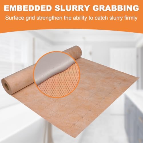 180 Sq Ft Waterproof Membrane with Pre-Marked Grid Design, 24Mils Thick
