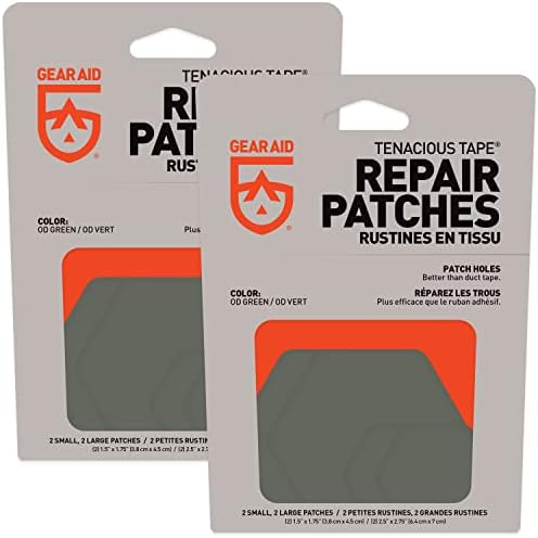GEAR AID Tenacious Tape Hex Repair Patches, 2.5" & 1.5", OD Green, 8 Count | Pre-Cut Peel-and-Stick Repair Patches for Fixing Holes, Tears and Burns in Jackets, Tents, Sleeping Bags and Gear