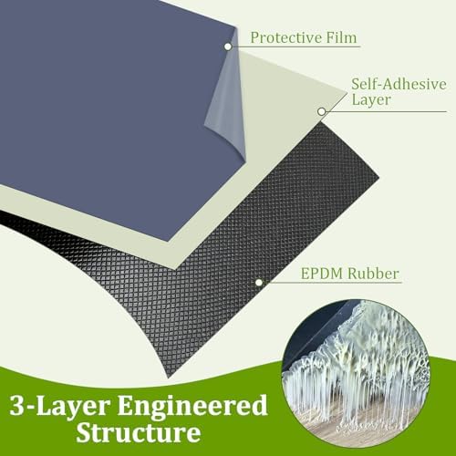 EPDM Rubber Roofing Membrane 39in × 20ft, 50 Mil Self-Adhesive Waterproof Underlayment, Ice and Water Flat Roof Sheet for RV, Shed, Garage, Patio