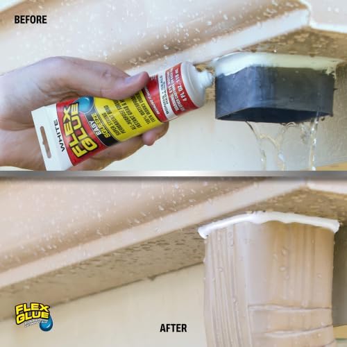 Flex Glue Rubberized Waterproof Adhesive, White, 4 oz Tube, 1-Pack