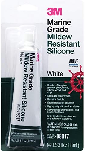 3M Marine Grade Silicone Sealant, PN08017, White, 3 oz Tube