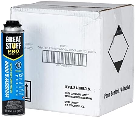 Great Stuff Window & Door Gap Filler | Insulating Foam Sealant, 20 oz. – Yellow (12 Pack)