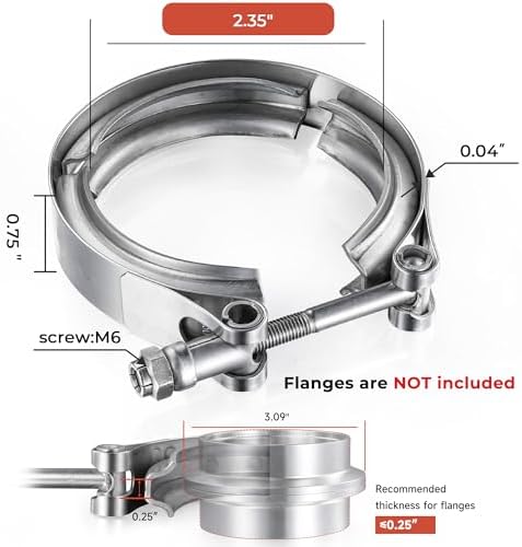 AKIHISA 2.36 Inch V Band Clamp-Stainless Steel_304, for Turbo Exhaust Down pipe Flange Kit, Racing Ford Pickup Truck Exchange Exhaust Accessories