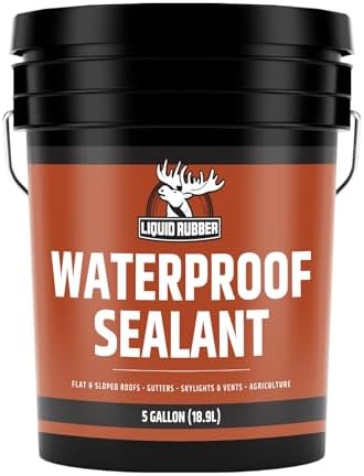 Liquid Rubber Waterproof Sealant - Roof & Gutter Coating, Black, 5 Gallon