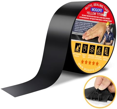 Yellow Titan RV Roof Sealant Tape Black 1.5" x 50' Waterproof Tape | Camper Roof Sealant Tape,RV Roof Patch,RV Roof Repair Tape,Butyl Tape,40mil/1.0mm,Temp:-40°F–212°F,DualSeal Ultra-Bond Tech