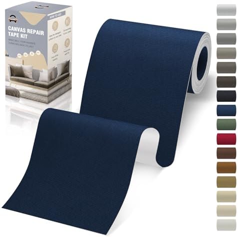 OAZ 4 x 79 inch Canvas Repair Patches Fabric Patch Self-Adhesive Canvas Repair Tape Waterproof Outdoor Gear Patch Kit for Boat Cover Awning Sofa Chair Couch Tent Bag (Navy Blue)