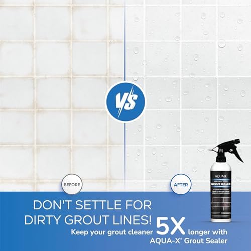 AQUA-X 16 Oz. Grout Sealer, Clear Grout and Tile Sealer, Natural Finish, Professional Grade, Indoor & Outdoor, Fast Dry and Long Lasting Protection