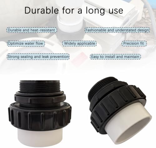 2" Hi Temp Union PVC Fittings for Pentair Whisperflo Intelliflo Pool Pumps | For Inground Swimming Pool 21063-200-000,2" MIP x 2" Slip PVC,Includes Thread Seal Tape for Secure, Leak-Free Installation