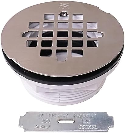 Westbrass D206P-5-07 2" No-Caulk PVC Compression Shower Drain with 4-1/4" Round Grid Cover, Satin Nickel (5-Pack)