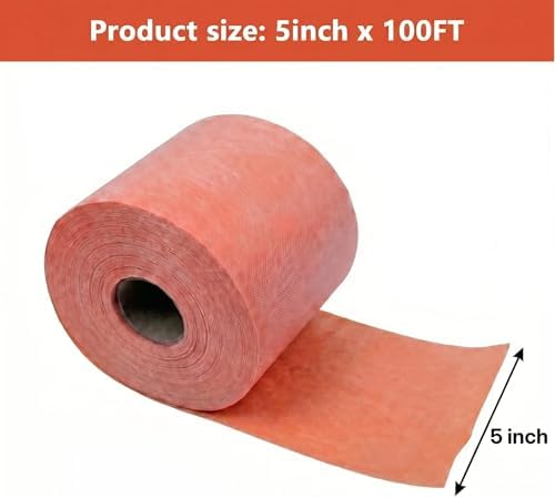 Waterproof Membrane for Shower 5" x 100 ft | 20Mils Thickness Waterproofing Membrane | Ideal for Shower, Tile Flooring, Sauna Bathroom Walls, Tile Underlayment