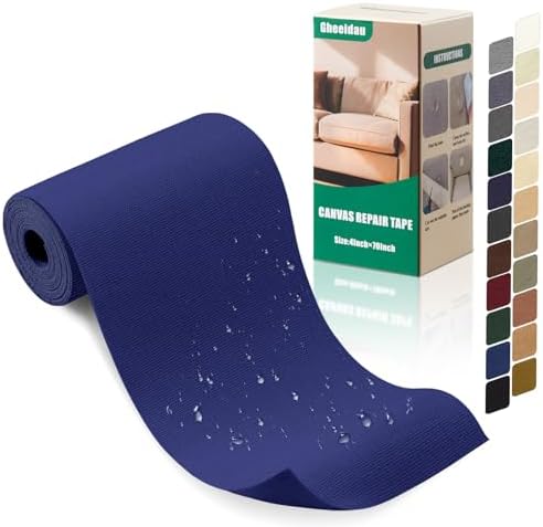 Gheeidau Canvas Repair Tape 4×70 Inch Waterproof Self-Adhesive Fabric Repair Patch for Repairing Boat Covers,Tents,Patio Umbrellas,Car Seats,Luggage,Sofas.(Dark Blue)