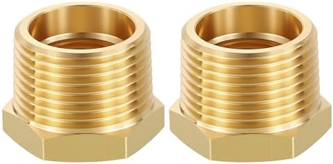 METALLIXITY 2PCS 3/4" MNPT x 1/2" FNPT Thread Brass Hex Bushing Extension | Brass Pipe Fittings, Tube Adapters Convert for Water Line, Tub Spout/Shower Head