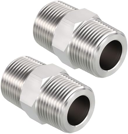 Pack of 2, 3/4" Male NPT to 3/4" Male NPT SUS304 Hex Nipple | Solid Male Pipe Adapter Hose Connectors for Pipe Repair, Bathroom Remodel, Tool Extensions, Compression, Irrigation