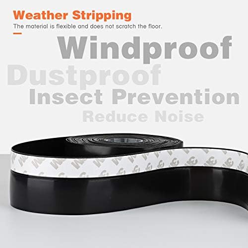 26 Feet Silicone Seal Strip,Door Weather Stripping Door Seal Strip Window Seal Silicone Sealing Tape for Door Draft Stopper Adhesive Tape (Black, 45mm)