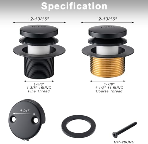 All Metal Tip-Toe Bathtub Drain Stopper Kit with 2-Hole Overflow Faceplate