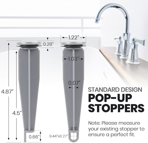 (2-Pack) Calvana Bathroom Sink Pop-Up Stoppers, Compatible with Moen 88994, Not Universal, Fits Drains with Holes Less Than 1.21", Overall Height 4.87", Outer Diameter 1.21", Chrome Finish