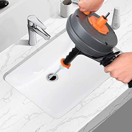BACOENG 25Ft Drain Auger, Heavy Duty Plumbing Snake with Drill Adapter, Use Manually or Powered for Drain Clog, Shower Sink, Comes with Gloves and Bag (Orange)