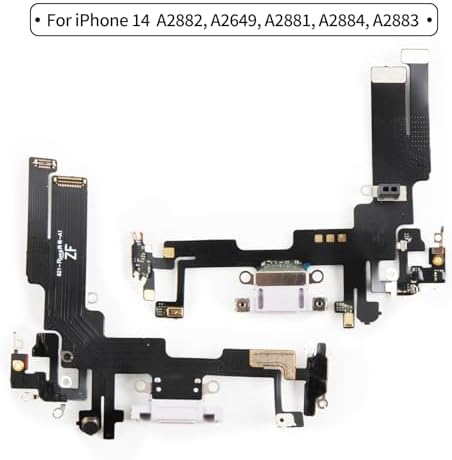for iPhone 14 Lightning Charging Port Replacement (Purple) USB Dock Connector Flex Cable Assembly Includes Waterproof Tape & Tool Kit for A2882, A2649, A2881, A2884, A2883