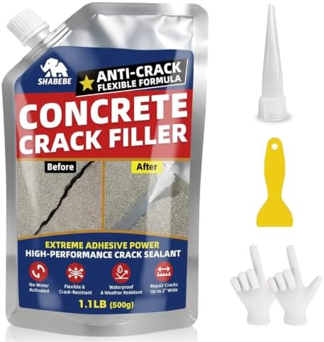 Concrete Crack Filler - 1.1LB Self Leveling Cement Crack Sealant, High Elasticity Concrete Joint Repair, Waterproof & Fast-Drying Concrete Caulk for Driveway, Sidewalk, Patio, Indoor & Outdoor, Gray