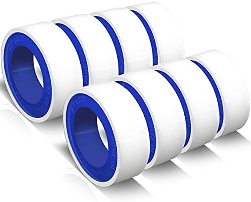 VOTMELL 8 Rolls 1/2 Inch(W) X 520 Inches(L) Teflon Plumbers Tape,Pipe Sealing & Plumbing Thread Tape,PTFE Water Sealant Seal for Shower Head,White