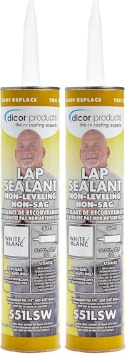 Dicor 551LSW-1 Non-Sag Roof Lap Sealant - White, 10.3 oz. Tube for RV and Motorhome Roofs (Pack of 2)