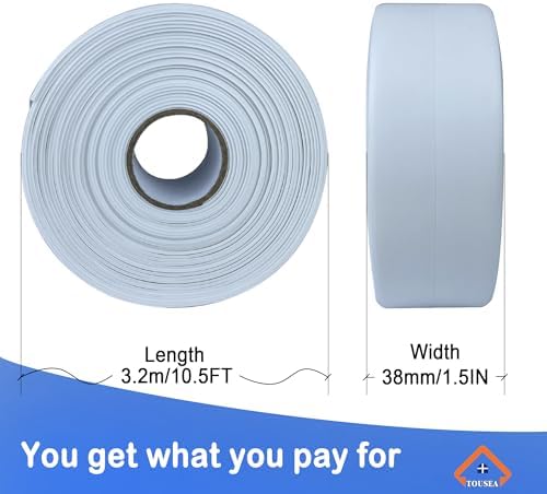 TOUSEA White 1.5" x10.5ft Caulk Tape for Tub, Toilet, Sink, Peel and Stick | White or Clear Sealing Tape for Toilet, Tub, Sink, Bath Peel and Stick Backsplash - Renter Friendly, Easy Install