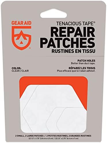 GEAR AID Tenacious Tape Hex Repair Patches, 2.5" & 1.5", Clear, 4 Count | Pre-Cut Peel-and-Stick Repair Patches for Fixing Holes, Tears and Burns in Jackets, Tents, Sleeping Bags and Gear