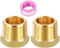 METALLIXITY 2PCS 1/2" MNPT x 3/8" FNPT Thread Brass Hex Bushing Extension | Brass Pipe Fittings, Tube Adapters Convert with Sealing Tape for Water Line, Tub Spout/Shower Head