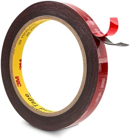3M Double Sided Tape Heavy Duty 0.5" x 15.4 Ft 5925, Black Mounting Tape | Strong Foam Tape Strong Adhesive for Automotive Emblem Trim Décor Dashboard Home Office Indoor Outdoor, 0.025'' Thick