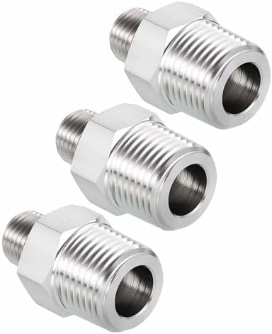 Pack of 3, 1/2" Male NPT To 1/4" Male NPT SUS304 Hex Nipple | Solid Male Pipe Adapter Hose Connectors for Pipe Repair, Bathroom Remodel, Tool Extensions, Compression, Irrigation