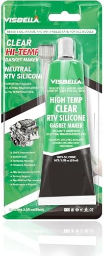 Visbella High Temperature RTV Silicone Gasket Maker, Sealed Oil Resistant Waterproof Quick Dry Liquid for Bonding Internal Combustion, Steam Turbines, Automotive Engine Parts 3.7OZ (Clear)