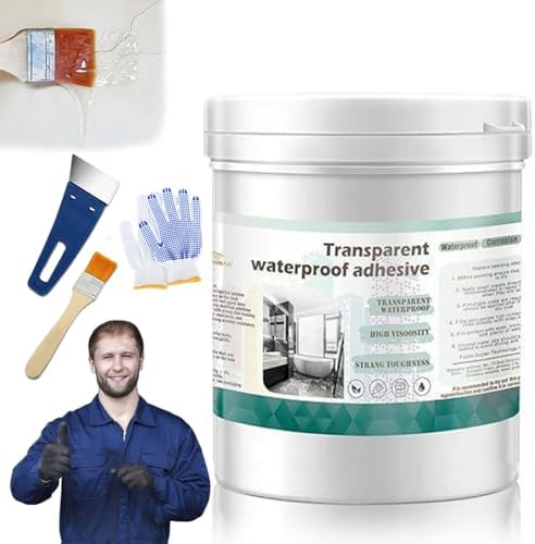 Transparent Waterproof Coating for Indoor & Outdoor, 5.29oz Waterproof Sealant Clear, Water-Based Invisible Leak Repair Glue for Roofs, Walls, Garden, Terraces, Cracks, Concrete, Wood (1PC)