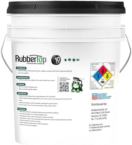 White Siliconized Roof Coating, 4.75 Gallon Pail, Waterproof Acrylic and Siliconized Roof Sealant, Fast Drying Formula for Flat Roofs, TPO, RVs, Metal and Concrete